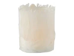 J-Line Portavelas de vidrio - Plumas 8x8x10 cm Crema Outlet