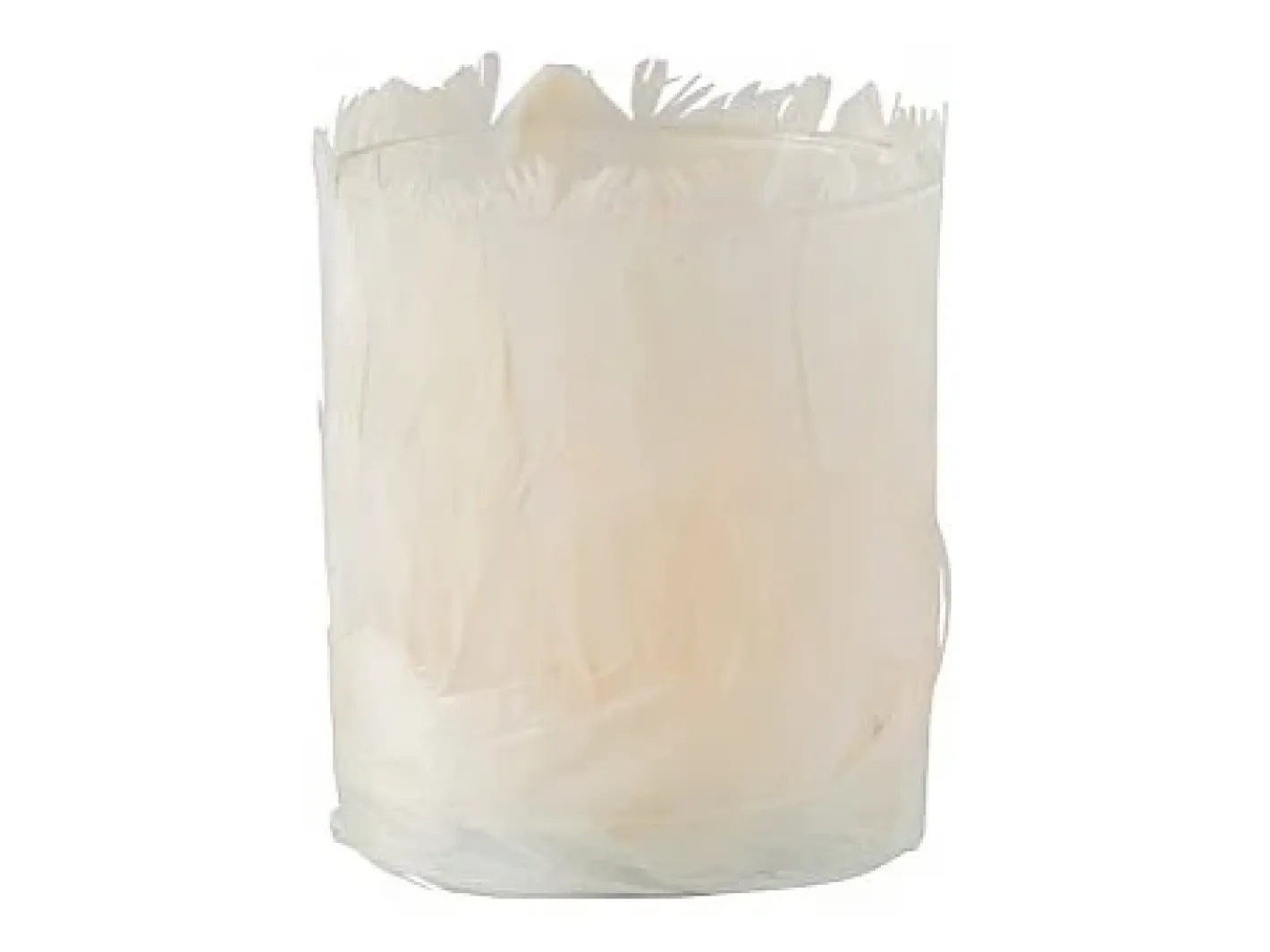 J-Line Portavelas de vidrio - Plumas 8x8x10 cm Crema Outlet