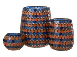 J-Line Portavelas Y Vela-Portavelas de vidrio en forma de gota 17x17x21 cm Azul