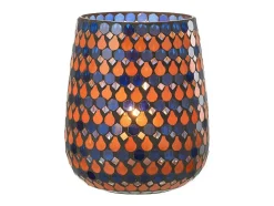 J-Line Portavelas Y Vela-Portavelas de vidrio en forma de gota 17x17x21 cm Azul