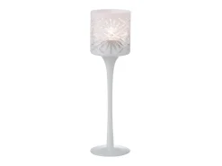 New J-Line Portavelas de vidrio 7x7x25 cm Blanco