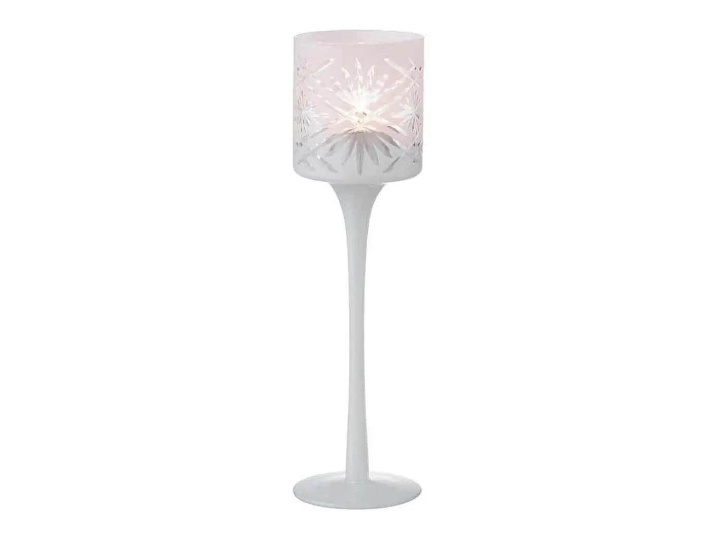 New J-Line Portavelas de vidrio 7x7x25 cm Blanco