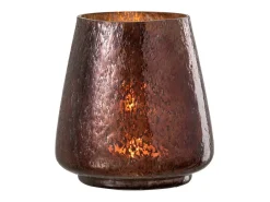 J-Line Portavelas Y Vela-Portavelas de vidrio marrón 14x14x16 cm Marru00f3n