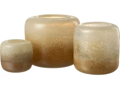 J-Line Portavelas de vidrio marrón y beige de 14x14x13cm Marru00f3n Sale
