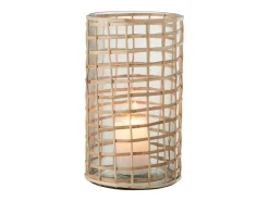 J-Line Portavelas de vidrio natural 15x15x25 cm Beige