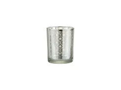 J-Line Portavelas de vidrio 10x10x12.5 cm Plateado Hot