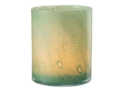 J-Line Portavelas de vidrio de 15x15x18 cm Verde Best