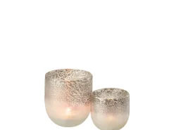 J-Line Portavelas milano cristal /rosa Alt. 15 cm Gris