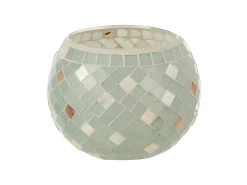 J-Line Portavelas mosaicos redondo cristal /nácar 15 Gris Sale