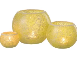 Outlet J-Line Portavelas mosaicos redondo cristal Alt. 17 cm Amarillo