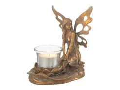 J-Line Portavelas ángel de metal 15*10*16 cm Dorado Online