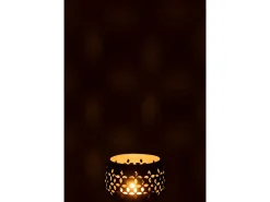 J-Line Portavelas perforado de hierro 13x13x9cm Negro Discount