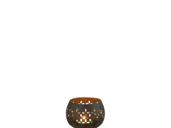 J-Line Portavelas perforado de hierro 13x13x9cm Negro Discount