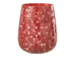 J-Line Portavelas Y Vela-Portavelas triangular de vidrio 17x17x21 cm Rosa