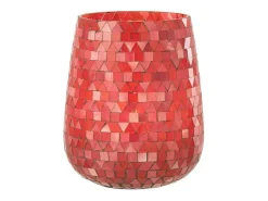 J-Line Portavelas Y Vela-Portavelas triangular de vidrio 17x17x21 cm Rosa