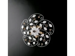Lámpara Suspendida-Preciosa lámpara de techo de hierro lacado shabby 5 luces H.22 Ø65 BL196-PL5-BCO Blanco