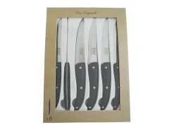 Lou Laguiole Prestige - Estuche de 6 cuchillos para carne hoja lisa Negro Hot