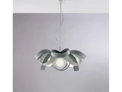 Discount Primula - Lámpara colgante de hierro lacado y gris con cable de acero orientable 4 luces 138 - Ø66 - BL145-4-BG Blanco
