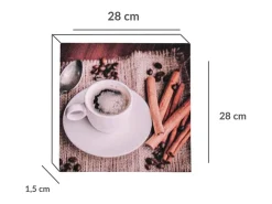 Excellent Houseware Marco Para Fotos-Print decorativo café taza y canela 28x28x1,5 cm Transparente