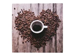 Excellent Houseware Print decorativo café taza y corazón 28x28x1,5 cm Transparente Best