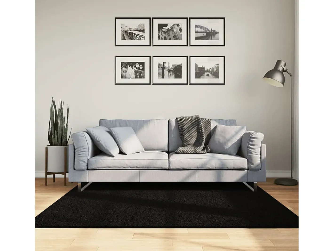 Online Garden Furniture Prolenta Premium - Alfombra de pelo corto suave lavable HUARTE 160x160 cm Negro