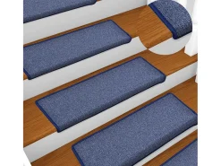 Garden Furniture Alfombra De Pasillo-Prolenta Premium - Alfombras de peldaños de escalera 15 uds 65x21x4 cm Azul