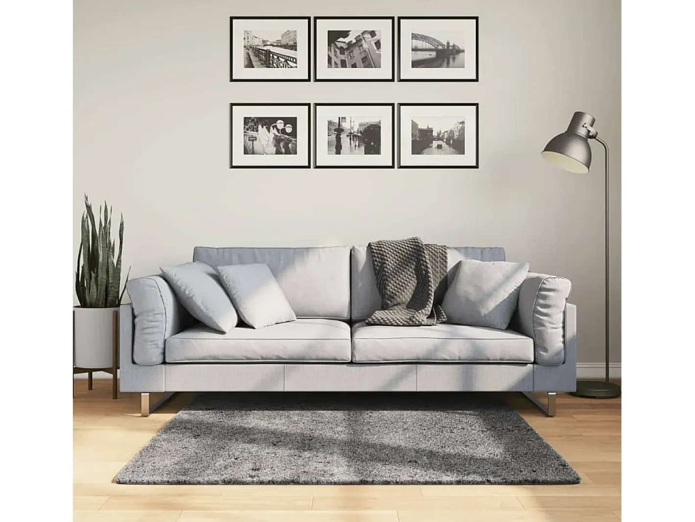 Garden Furniture Prolenta Premium - Alfombra de pelo corto suave lavable HUARTE antracita 120x120cm Gris antracita Discount