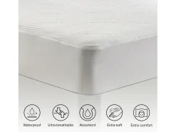 PIKOLIN Ropa De Cama-Protector Colchón Hotel 135x196cm| HOME| Extra suave| 32cm Blanco