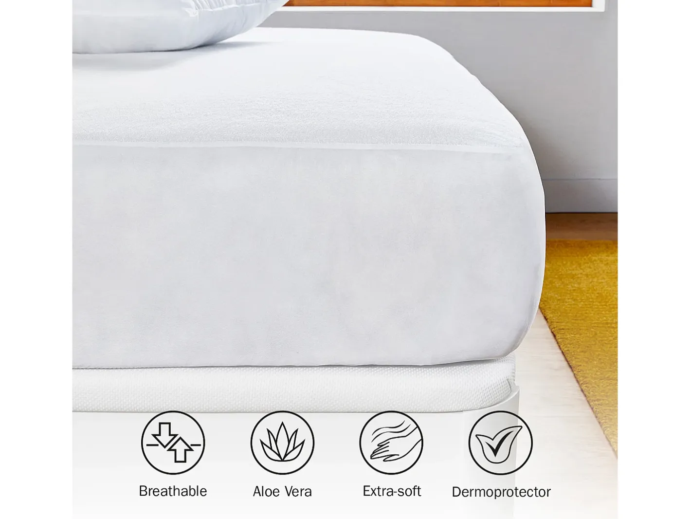 PIKOLIN Protector colchón 150x196cm | HOME | 5 caras | Hasta 32cm Blanco New