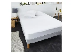 Ropa De Cama-Protector de colchón de rizo SWEETNIGHT SIMON 90x190/200 cm impermeable y transpirable Blanco