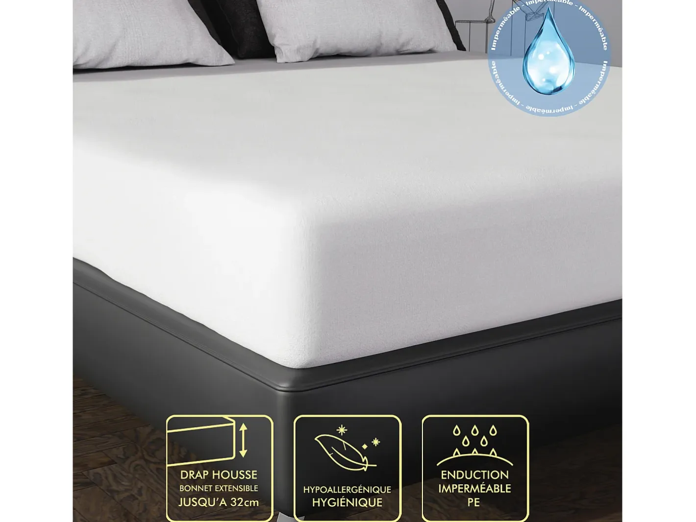 Soleil d'ocre Ropa De Cama-Protector de colchón impermeable 160X200 cm ESPONJA, por Blanco