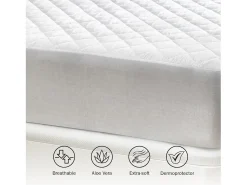 PIKOLIN Protector de colchón 90x196cm| HOME| Aloe Vera| Hasta 32cm Blanco Best