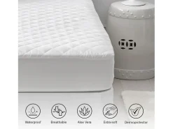 Best PIKOLIN Protector de colchón 140x196cm| HOME| Aloe Vera| Hasta 32cm Blanco