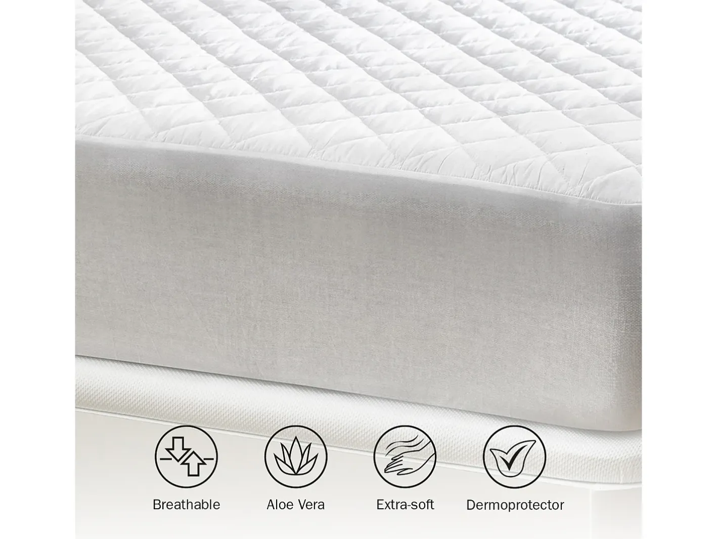 PIKOLIN Ropa De Cama-Protector de colchón 135x196cm| HOME| Aloe Vera| Hasta 32cm Blanco