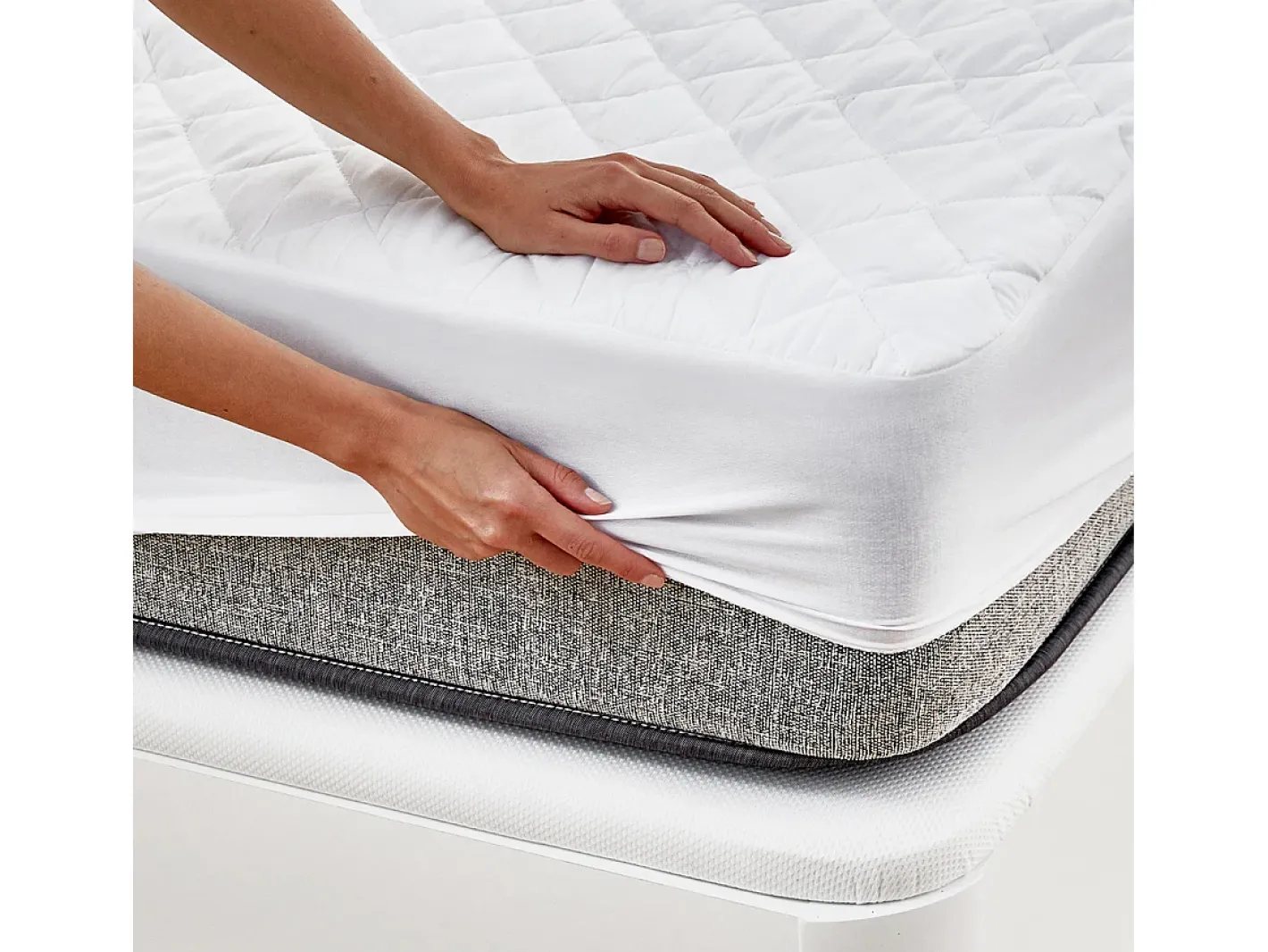 PIKOLIN Ropa De Cama-Protector de colchón 135x196cm| HOME| Aloe Vera| Hasta 32cm Blanco