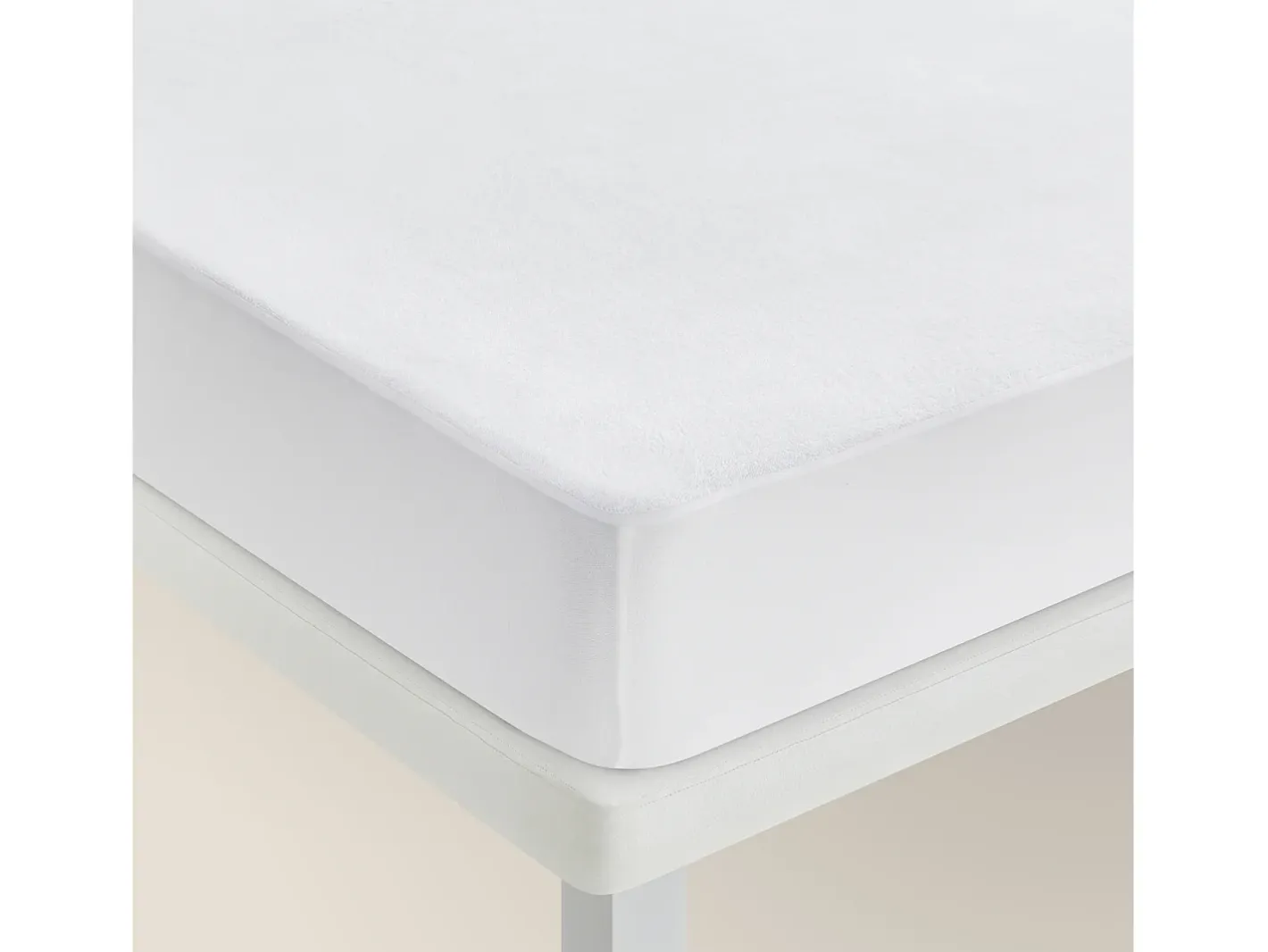 PIKOLIN Ropa De Cama-Protector de colchón 135x196cm| HOME| Algodón Rizo| 32cm Blanco
