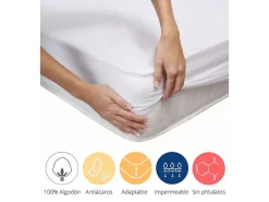 Cambia tus muebles Ropa De Cama-Protector impermeable de 150x190-200 cm de algodón rizo de alto gramaje en blanco Vent