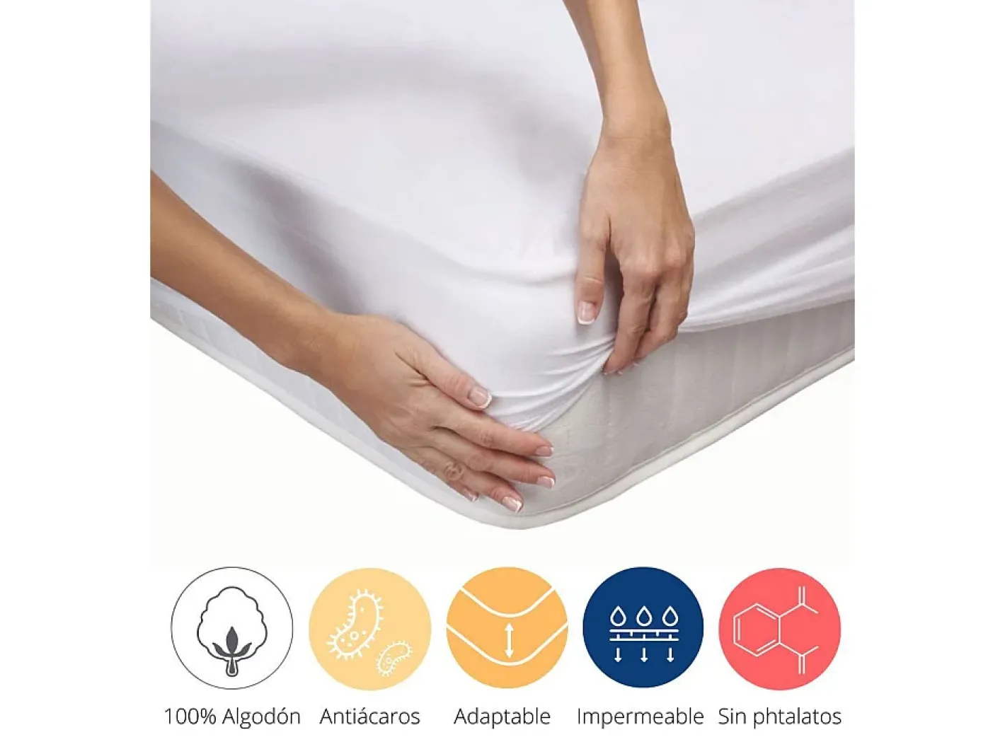 Cambia tus muebles Ropa De Cama-Protector impermeable de 150x190-200 cm de algodón rizo de alto gramaje en blanco Vent