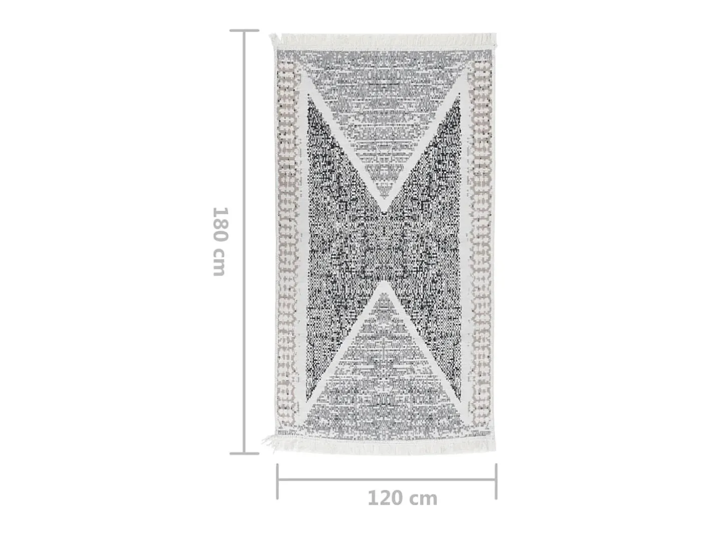 Hot Garden Furniture Pylenor Alfombra de algodón negra y 120x180 cm Gris