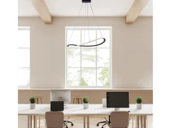 Lámpara Suspendida-Raky - Lámpara colgante negra LED CCT, aluminio lacado, mando a distancia y cables ajustables Ø70 Negro