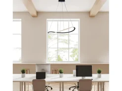 Lámpara Suspendida-Raky - Lámpara colgante negra LED CCT, aluminio lacado, mando a distancia y cables ajustables Ø70 Negro