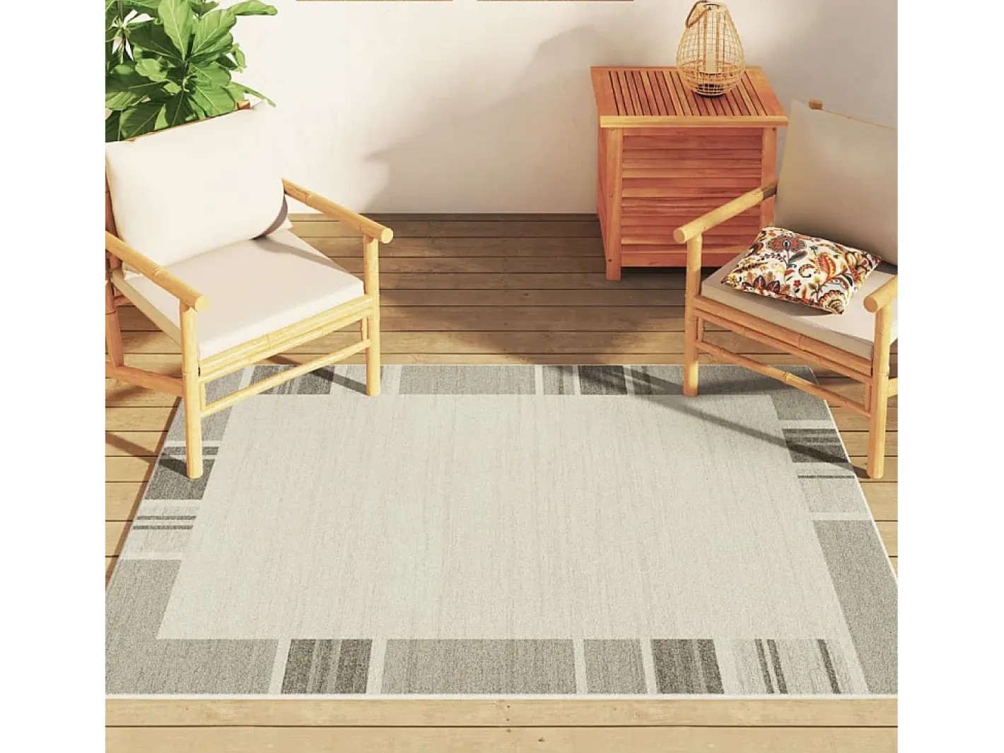 Garden Furniture Ralph Alfombra interior exterior antideslizante pelo corto 120x180 cm Topo Clearance