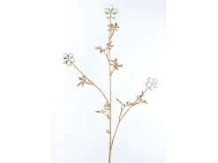 Clearance J-Line Rama de flores de plástico cristal de 3x10x81 cm Dorado