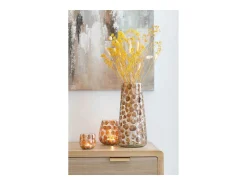 J-Line Ramo de gypsophila seca en madera ocre 17.5x17.5x81.5 cm Amarillo Clearance