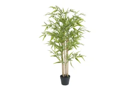 OZAIA Planta Artificial-Árbol artificial poliéster con tronco natural BAMBOUSERAIE Verde