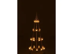 J-Line Portavelas Y Vela-Árbol con 21 portavelas de vidrio en metal 42x42x110 cm Blanco