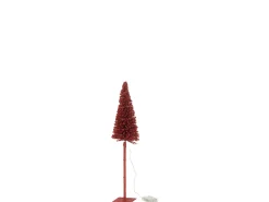 J-Line Árbol con luces LED de plástico de 13x13x58 cm Rojo New