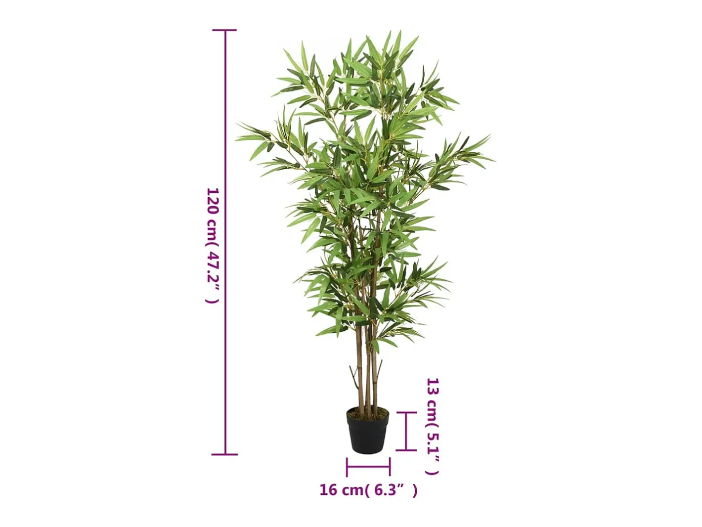 Árbol de bambú artificial con 552 hojas 120 cm ES497722 Verde Clearance