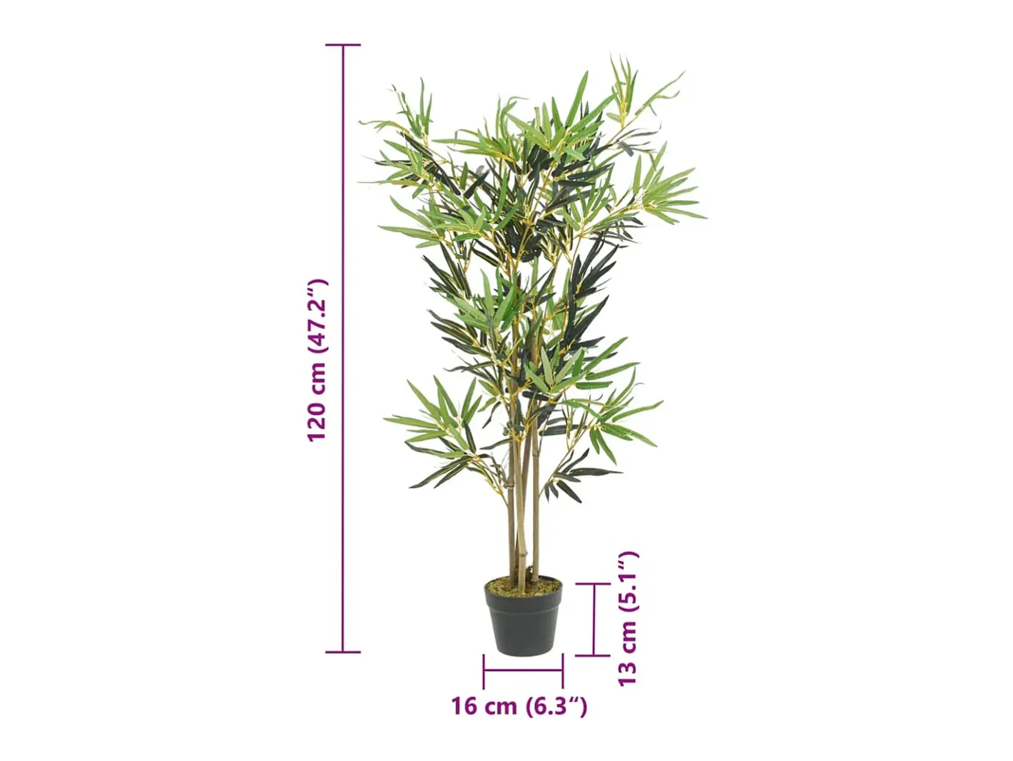 Árbol de bambú artificial con 552 hojas 120 cm ES955111 Verde Outlet