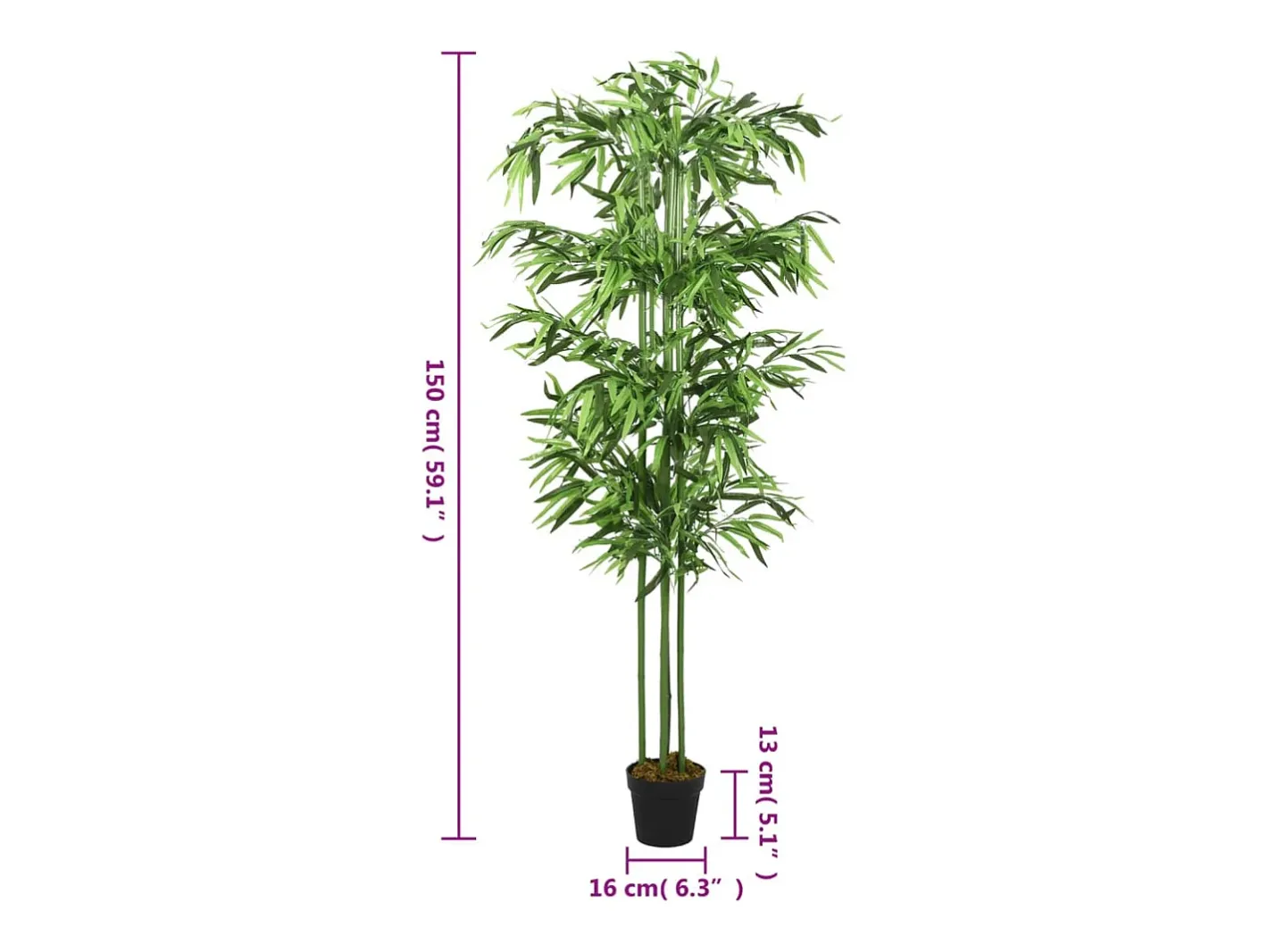 Sale Árbol de bambú artificial con 576 hojas 150 cm ES996933 Verde